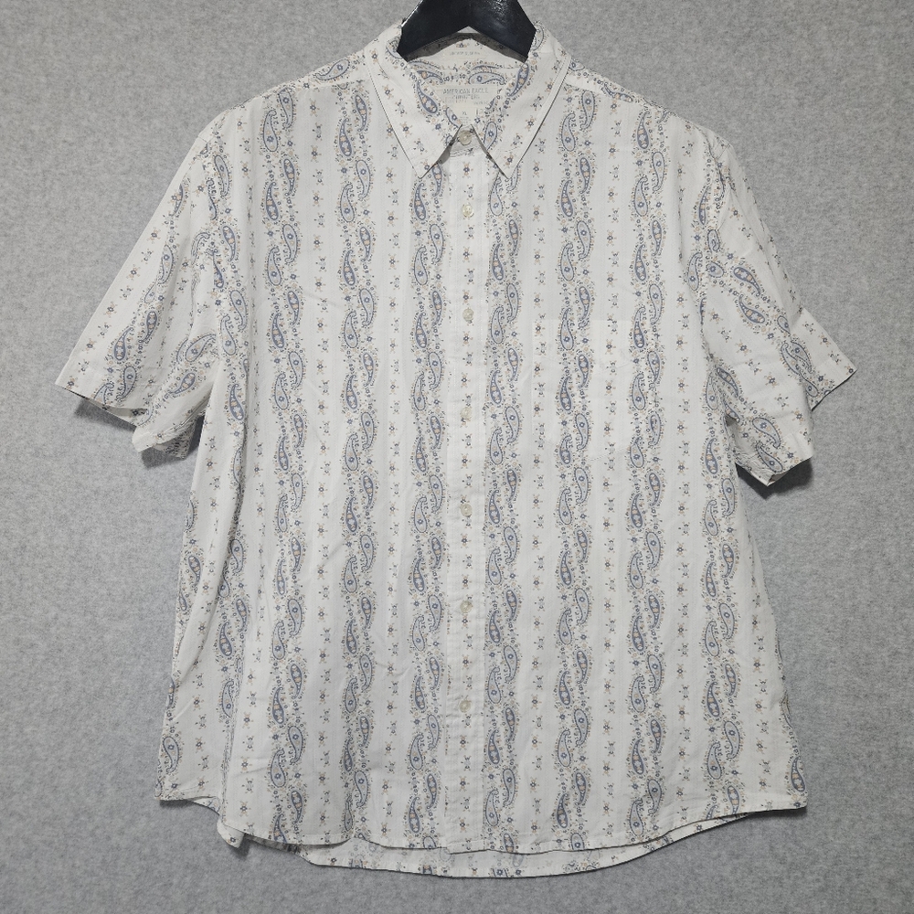 Men's Short Sleeve American Eagle Vintage Button Up Shirt Size XL 100% Cotton
